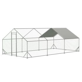Large Metal Chicken Coop, Walk-in Chicken Run,Galvanized Wire Poultry Chicken Hen Pen Cage