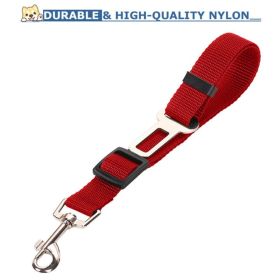 High Quality Durable Pet Cat Dog Vehicle Leash Nylon Adjustable Car Seat Dog Safety Belt Pet Leashes (Option: Red)
