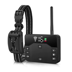 Wireless Electric Dog Fence Waterproof Pet Shock Boundary Containment System Electric Training Collar For Small Medium Large Dogs (Option: Fencewith1collar-Black)