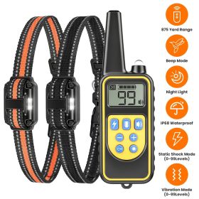Dog Training Collar with Remote Rechargeable Dog Training Collar IP68 Waterproof with 4 Training Modes 3 Channels for Medium and Small Dogs (Type: (Yellow_2Collar))